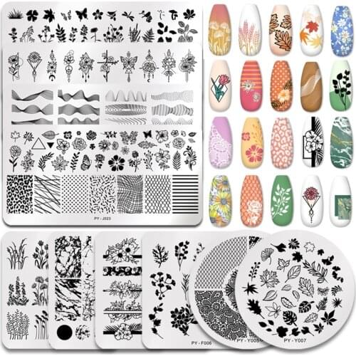 PICT YOU 1Pcs Flower Nail Stamping Plates Marble DIY Image Plate Stencil For Nails Polish Printing Templates Stamping Tools