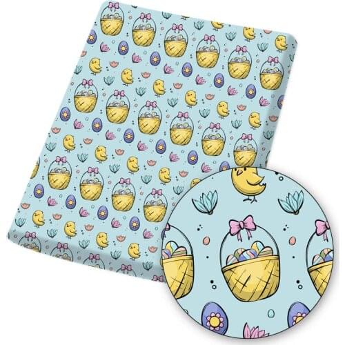 Polyester Cotton Fabric Sheet Cloth Fabrics Rabbit Egg Cartoon Printed For Easter DIY Dress Craft Sewing Materials 45*145cm/pc
