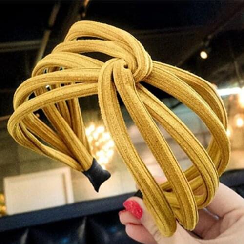 Yellow Wide Hairband for Women Hair Accessories Hairband Headband Knot Face Washing/Make Up Hairband Adults Solid Head Band