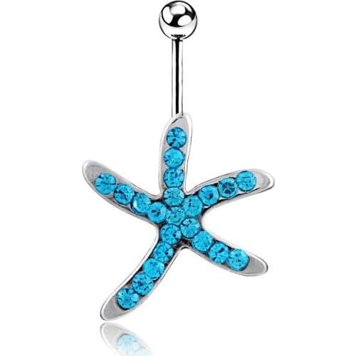 Belly Button Rings Starfish Animal Sexy Cute 316L Surgical Steel 14G Navel Rings Jewelry