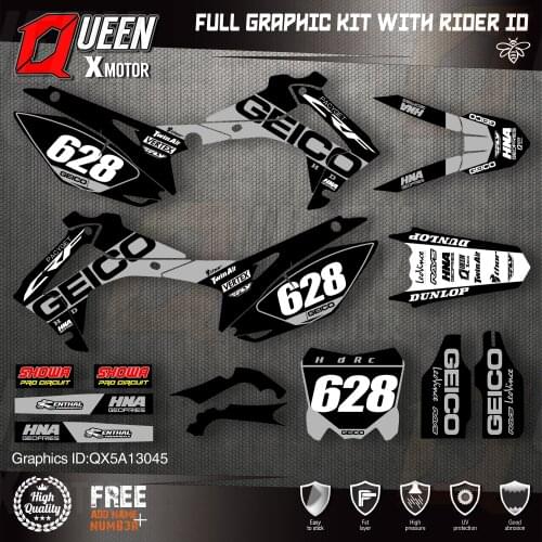 QUEEN X MOTOR Custom Team Graphics Backgrounds Decals Stickers Kit For HONDA 2014-2017 CRF250R 2013-2016 CRF450R 045