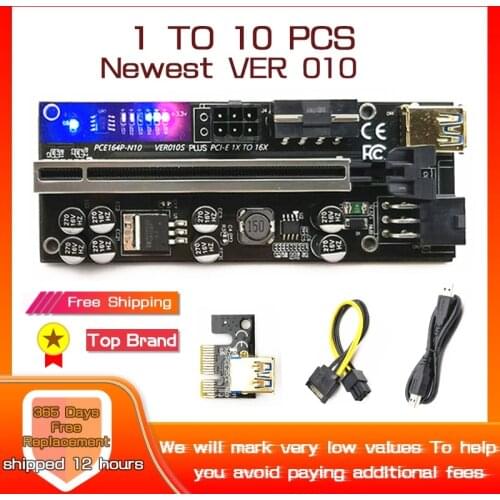 1-10PCS Riser 010 USB3.0 PCIE Riser 010S PCI Express Cable Riser Card For Video Card PCI-E X16 Extender For Bitcoin Miner Mining