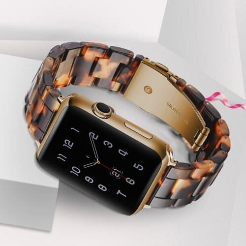 Resin Strap Compatible with Apple watch 6 5 4 SE 44mm 40mm Woman Replacement bracelet belt for iwatch 3 2 1 38mm 42mm Metal band