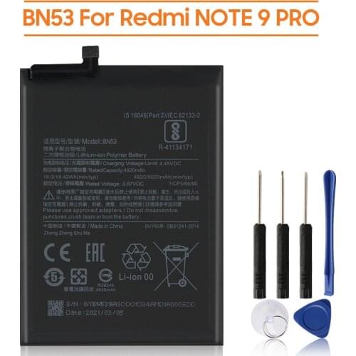 Xiao Mi Original Replacement Battery BN53 For Xiaomi Redmi Note 9 Pro Authentic Phone Battery 5020mAh
