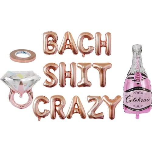 Bachelor Party Decoration Rose Gold Balloon Set Hen Party Letter Bach Crazy Balloon Bride To Be Latex Globos Wholesale