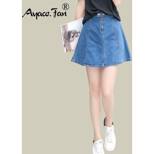 2019 Summer Mini Jeans Skirt for Women Student Girls High Waist Black Jupe Denim Skirts Female Saia Washed Faldas Casual Skirt