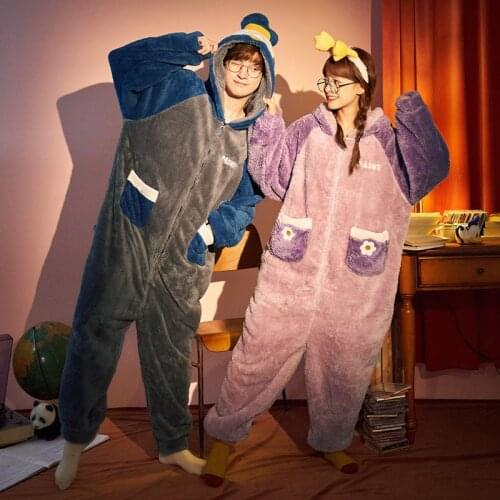 Plus size XXXL Women Pajamas Winter coral Fleece pyjamas Men Pyjamas Lovers Pajamas Add wool upset Flannel Pyjamas Cartoon