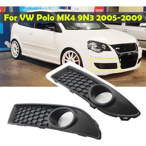 1 Pair Car Front Bumper Lower Fog Light Vent Grille Fit for VW POLO-GTI 2006-2009 MK4 9N3 ABS Black Auto Replacement Parts