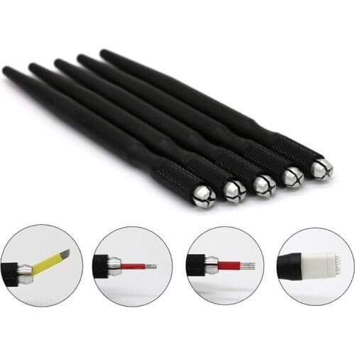10 pcs Round Flex Needle Lock-Pin Device Manual Permanent Makeup Embroidered Eyebrow Tattoo Pen Tebori Microblading Pen