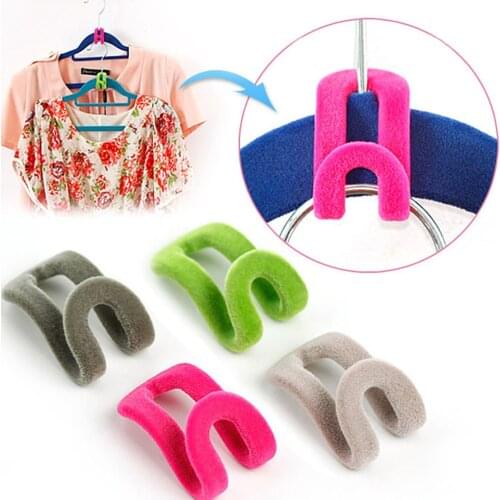 10pcs Multi-function Wardrobe Space-saving Hanger Hook Coat Hook Flocking Closet Stack Hanger Rack Storage Wardrobe Organizer