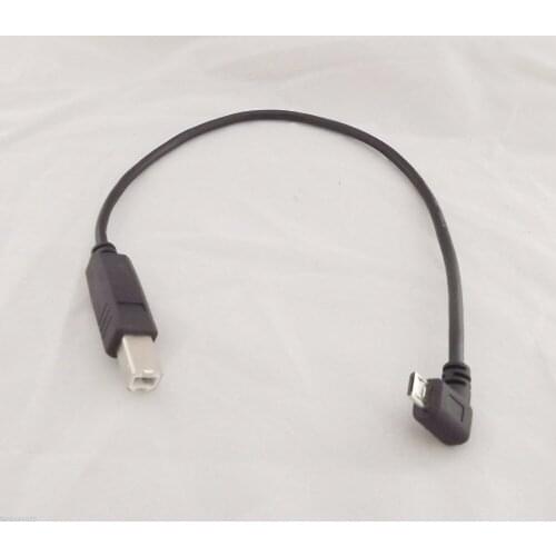10pcs USB 2.0 B Male Plug To USB Micro 5 Pin Male Right Angled Adapter Cord Cable 25cm