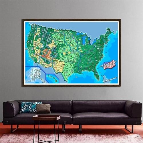 150x100cm Non-woven Map of The United States Of America Funny Decor Map By Pixeldancer