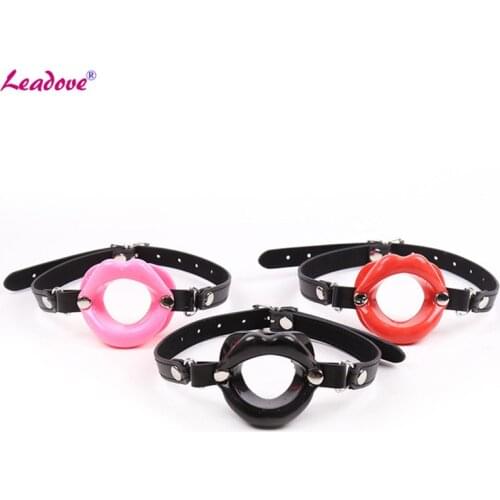 3 Colors Cock Sucker Erotic Fetish Leather Rubber Lips O Ring Open Mouth Gag Bondage Restraints BDSM Sex Toys For Couples SP0058