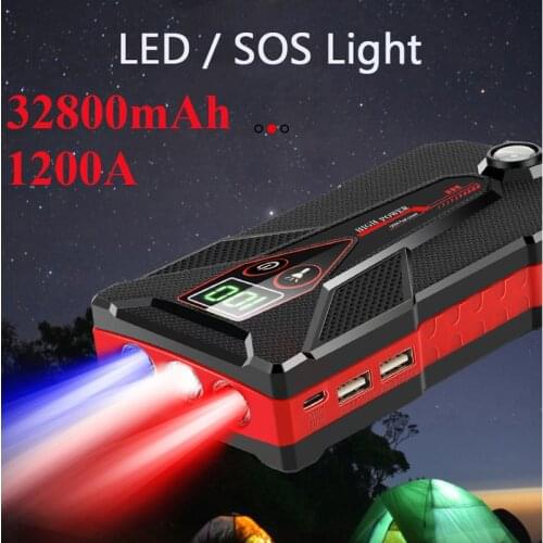 32800mAh Car Jump Starter Power Bank 1200A Portable Emergency Start-up Charger Car Battery Booster Charger 12V Starting Device