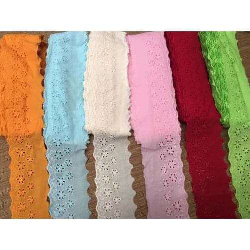 35Yards Green White Polyester Lace Trim Curtain Accessories Cotton Fabric Applique Clothing Material 7cm Width