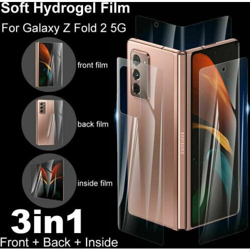 3D Soft Hydrogel Film for Samsung Galaxy Z Fold 2 Front and Back +Inside Screen Membrane TPU Full Cover Screen Protector