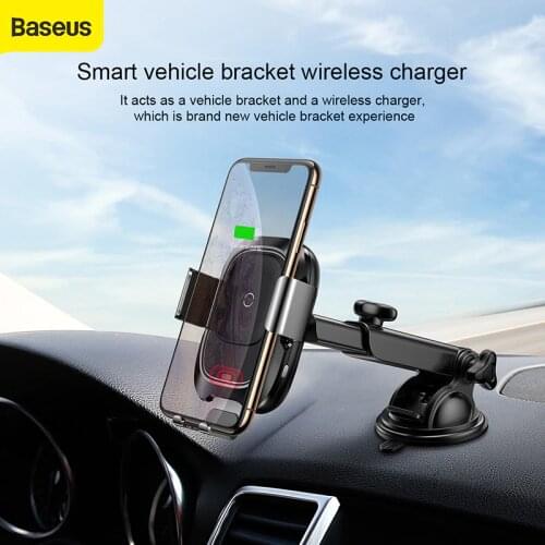 Baseus 10W Wireless Charging for Mobile Phone Smart Vehicle Bracket for iPhone for HUAWEI Wireless Car Charger With 4.0-6.5inch
