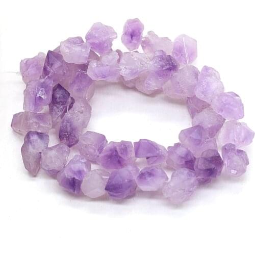 Hot Sale Natural Stone Rough Purple Amethysts Beads Freeform Raw Crystal Nugget Loose Beads for DIY Jewelry Making Necklace 15