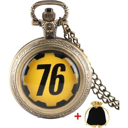 FALLOUT 4 FALLOUT 76 Vault 111 Theme Quartz Pocket Watch Bronze Necklace Chain Clock Pendant With White Dial For Children Gifts
