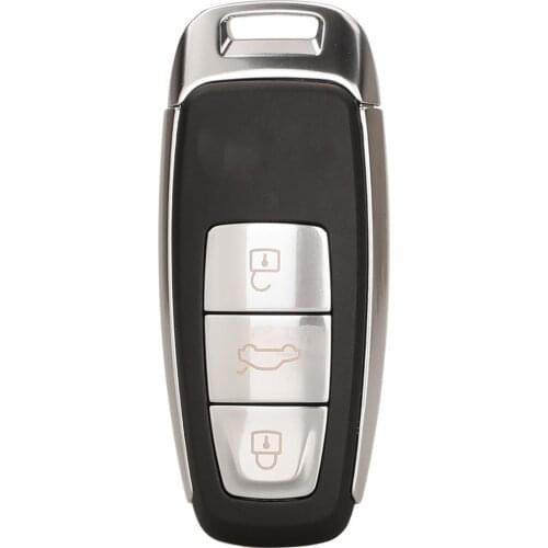 Jingyuqin Remote Car Key Chrome Fob Shell For Audi A4L A5 A6 A6L A7 A8 A8L Q5 2018 Audo Keyless Entry Case Replacement 3 Buttons