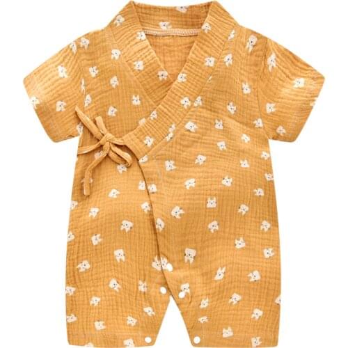 Baby Summer Jumpsuit Newborn Muslin Cotton Soft Shorts Sleeve Romper Girls Boys Infant Clothes 0-2 Years