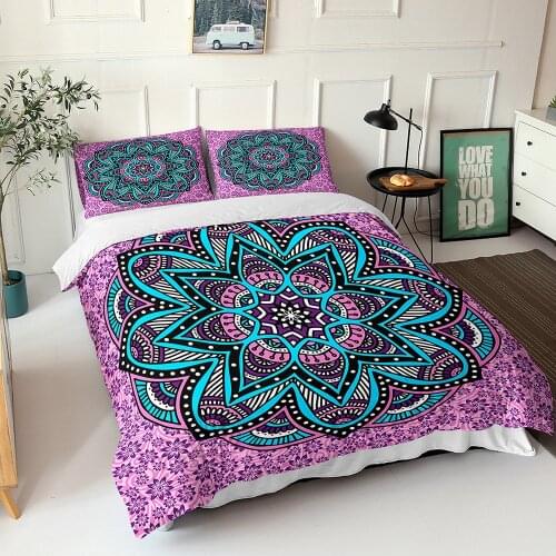 Fanaijia Bedding Set 3D Print Mandala Duvet Cover and Pillowcase Bohemian Bed Set Twin Queen King Size Comforter Set