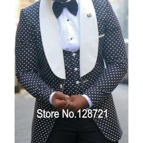 Handsome Black Mens Suits Groom Tuxedos Groomsmen Wedding Party Dinner Best Man Suits Blazer (Jacket+Pants+Vest+Bow Tie) NO:1395