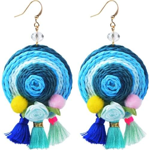 LFPU Ethnic Flower Long Tassel Earrings Statement Boho Big Drop Dangle Fringe Earrings Bohemian Jewelry For Women Gift