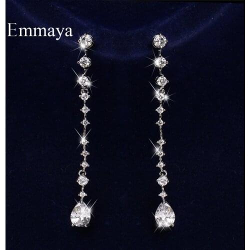 Emmaya Fashion Long Shape Earring Design Full Of Shiny Cubic Zircon For Female Distinctive Jewelry In Banquet Fashion Dress-up