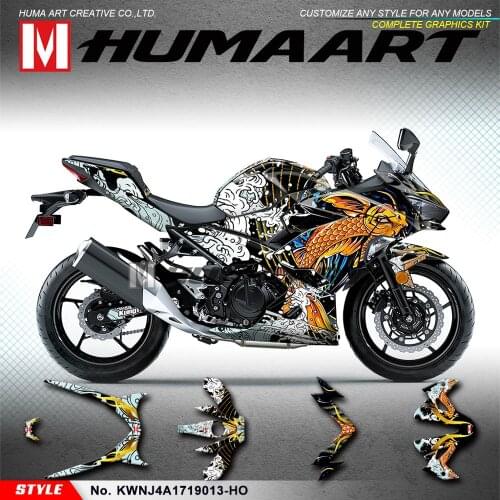 HUMAART Custom Graphics Motorcycle Sticker Kit for Ninja 250 2019 2020 400 ABS 2017 2018 2019 2020 2021 Ninja 400 ABS KRT 2020