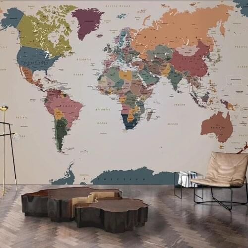 Bacaz Vintage English World Map Wall Decor 3d Mural Wallpaper for Walls Living Room Background 3d Wall paper Mural 3d Wall Mural