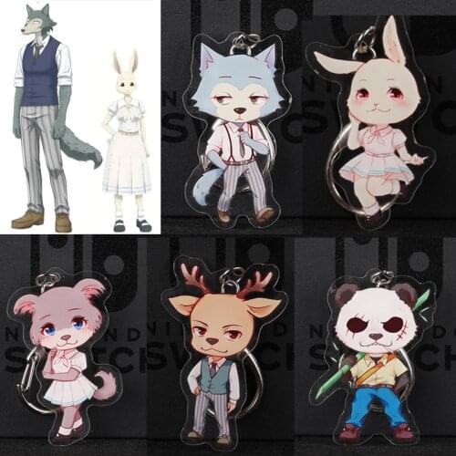 2020 New BEASTARS Legosi Haru Wolf Keychain Cosplay Props Acrylic Animal Rabbit Deer Key Chain Keyring