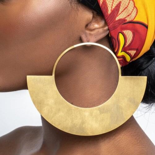 New Exaggerated Metal Big Circle Atmospheric Disc Fashion Retro Round Unique Style Statement Women Earrings