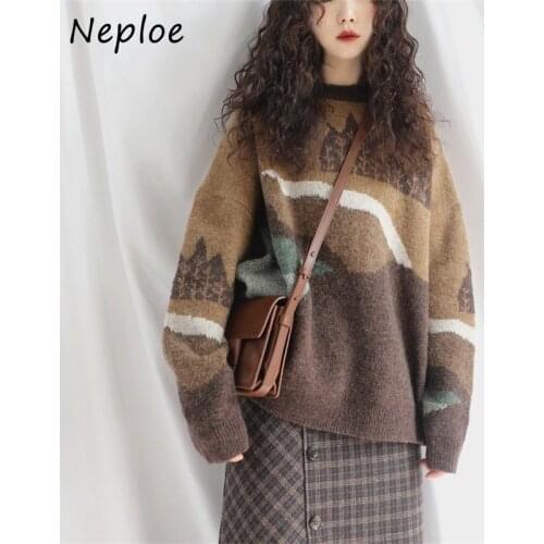 Neploe 2021 Autumn New Japanese Style Knitted Pullovers Women O-neck Gentle Retro Sweaters Female Outer Wear Knitting Tops Mujer