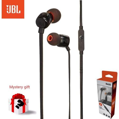 JBL TUNE 110 Wired In-ear Earphones 3.5mm Stereo Music Earbuds Sports Headset with Microphone Deep Bass Earphone JBL T110