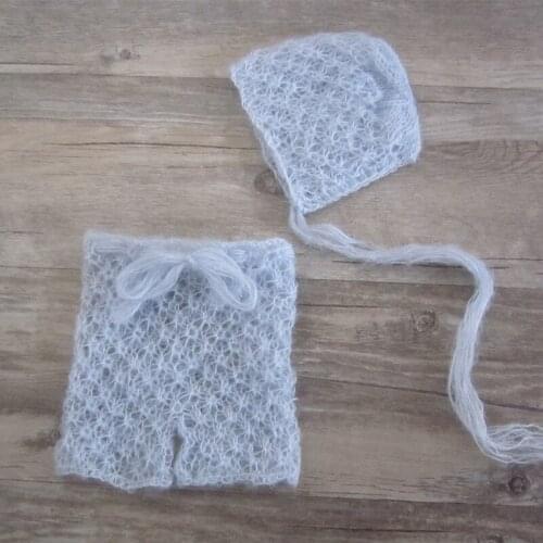 Newborn photography props,Angola mohair handmade knit pants overalls photography props
