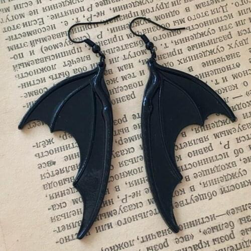 Black Bat Wing Earrings, Gothic Earrings, Large Vampire Wing Earrings, Gift For Bat Lover, Dark Style, Vampire Bat