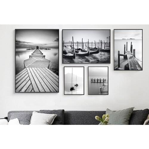 Grey Ferry Bridge Posters Prints Wall Art Canvas Painting Nordic Poster Picture Wall Pictures For Living Room Unframed