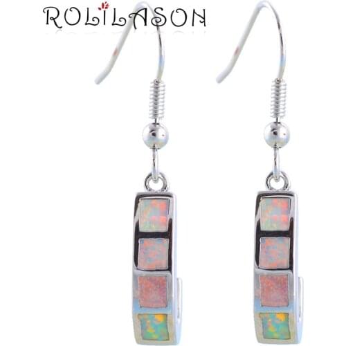 Top quality special design Vintage earrings White Fire Opal Silver Stamped Fashion Jewelry Drop Earrings for women OE409