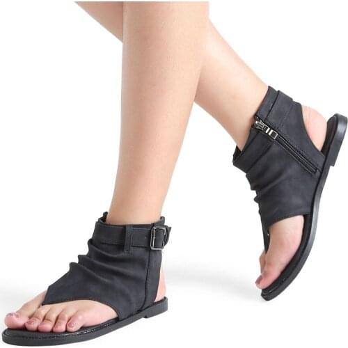 Women Sandals 2019 New Women Summer Sandals Soft Leather Flat Sandals Female Flip Flop Casual Beach Shoes Ladies Rome Style