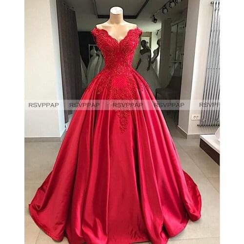 Red Long Evening Dresses 2021 Exquisite Beaded Handwork V-neck Cap Sleeve Women Forml Gowns Abendkleider robe de soiree
