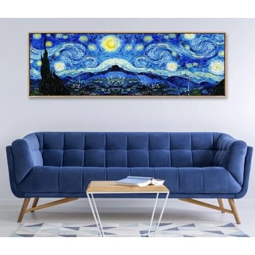 Famous Artist Starry Sky Painting Sunflowers print on Canvas Posters Wall Art Picture for Living Room Decor Decorative Picture