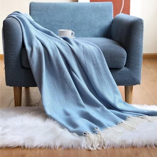 Inya 100% Acrylic thick Decorative Knit Throw Blanket with fringes for Couch, Bed, Sofa, Travel