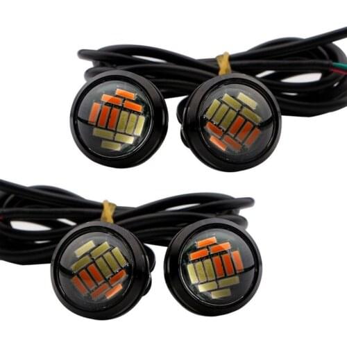 2 Pcs 12V 23Mm Dual Color Switchback 4014 12 Led Eagle Eye Day Light