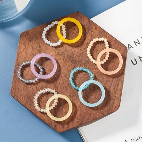2PCS/Set Women Girls Knuckle Ring Plastic Solid Color Finger Ring Joint Ring for Women Resin Ring Band Jewelry Accessories