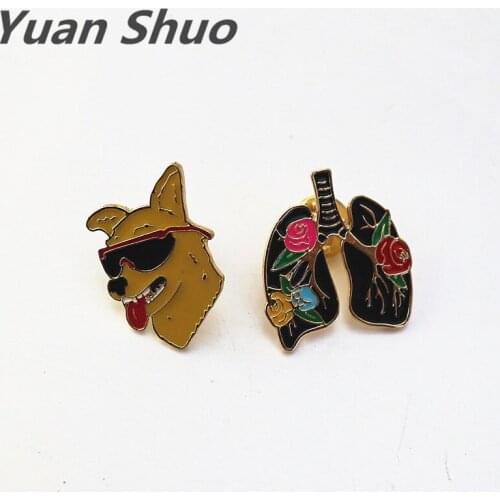 2020 fashion jewelry wholesale multi-color enamel Organ left atrium heart cute dog rainbow brooch badge badge pin