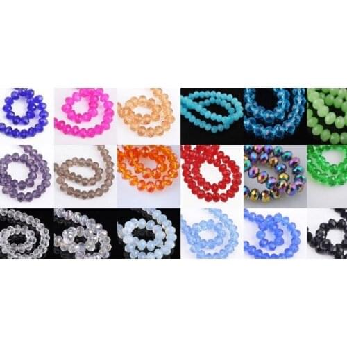 4mm 6mm 8mm pick size multicolor Mixed white black Rondelle Faceted Glass Beads Bracelet c535 spacer for Jewelry crystal