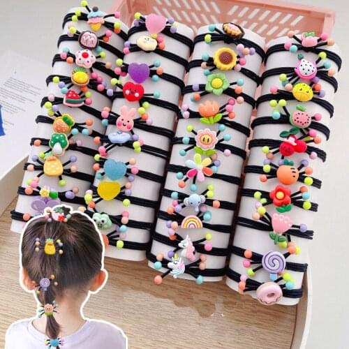5pcs Cute Kids Baby Black Elastic Hair Bands Scrunchies for Girls Women Ponytail Holder Rubber Ties Children Hair Accessories