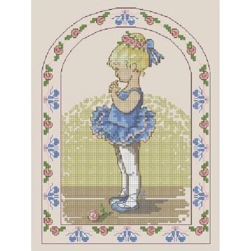 FREE Shipping High Quality cross stitch ballerina blue skirt girl, ballet dancer