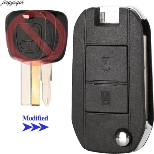 Jingyuqin VA2/HCA Modified Flip Folding Car Key Shell For Peugeot 307 107 207 407 Citroen C2 C3 Xsara Remote 2 Button Key Case